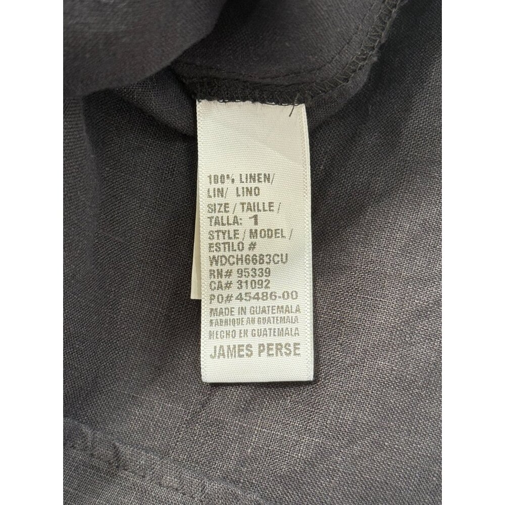 James Perse Black Shirt Dress Button-Up Linen Short-Sleeve Womens Size 1 / US S - Picture 7 of 8